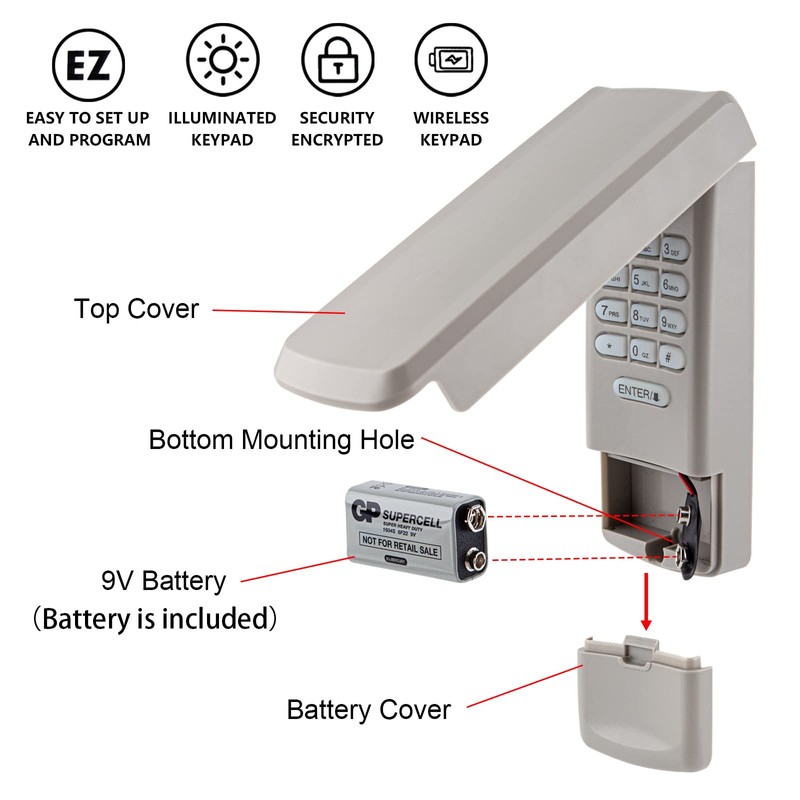 for LiftMaster 377LM Wireless Keypad/Keyless Entry Compatible with Purple Learn