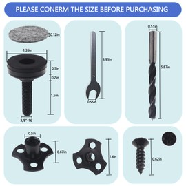 Nihfien 3/8"-16 Thread Adjustable Leveling Feet, Heavy Duty Furniture Feet Levelers with T-Nut Kit Floor Protect for Sofa Cabinet Table Chair Furniture Leg 8 Pack