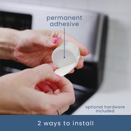 S&T INC. Round Adhesive Push Towel Hooks for Kitchen, Hand and Dish Towels, Matte White, 4 Pack