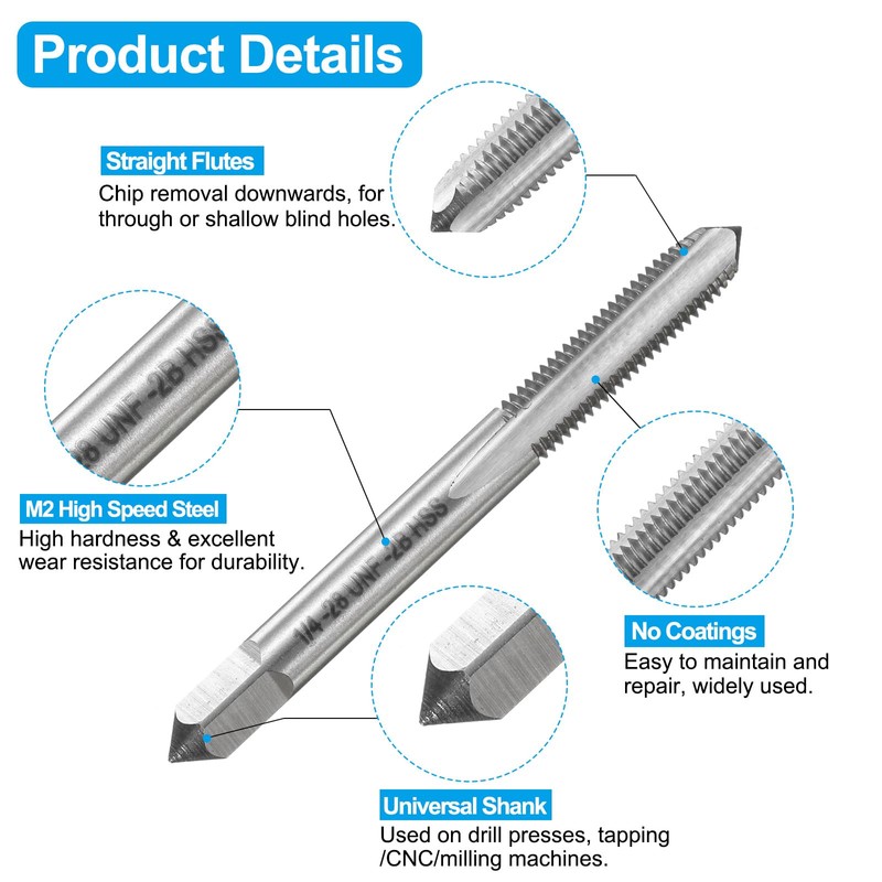 sourcing map Tap and Drill Bit Set, 2pcs 1/4-28 UNF