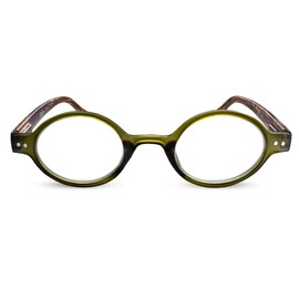 Dark Green Small Frame Retro Round Reading Glasses for Women & Men with Sturdy Made - Spring Hinges Fashion Readers for Women & Men - For all Face Shapes High End Readers - Cheaters Glasses 4.0