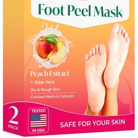 PLANTIFIQUE Peach Foot Peel Mask - Foot Mask for Dry Feet - Callus Remover - Foot Exfoliating Mask - Dead Skin Remover - Peeling -Dermatologist Tested:_2-pack