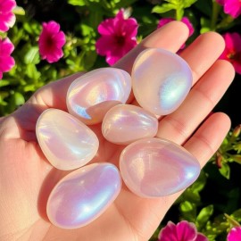 3PCS Angel Aura Quartz Tumbled Stones Healing Crystals Pocket Stone for DIY Gift