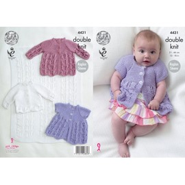 King Cole Baby Double Knitting Pattern Blanket Matinee Coats & Cardigan Cottonsoft DK (4431)