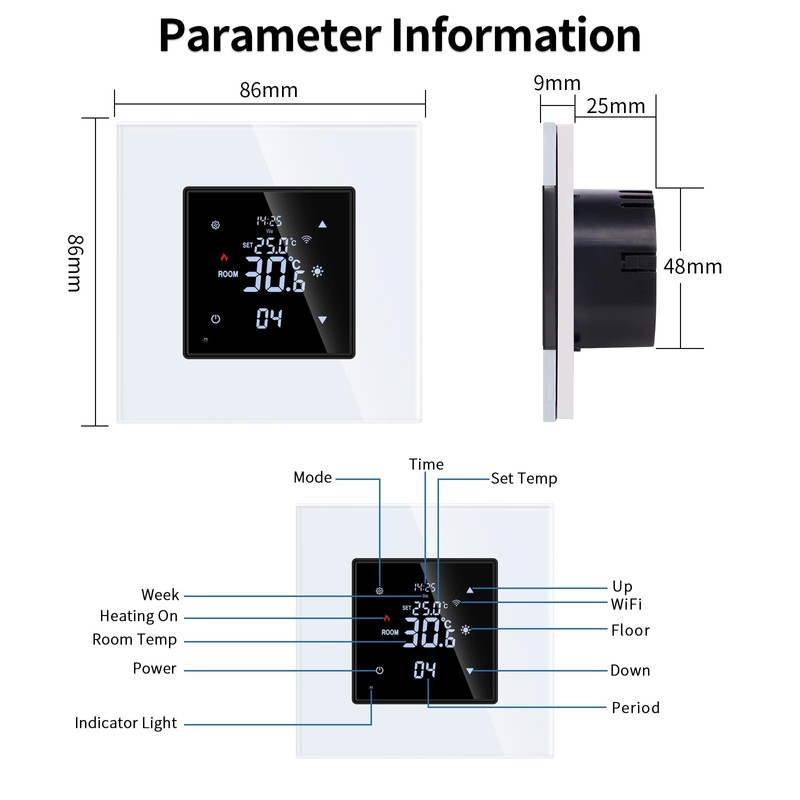 JIMEIDA Smart Thermostat Heating White Floor Heating Chamber with Alexa