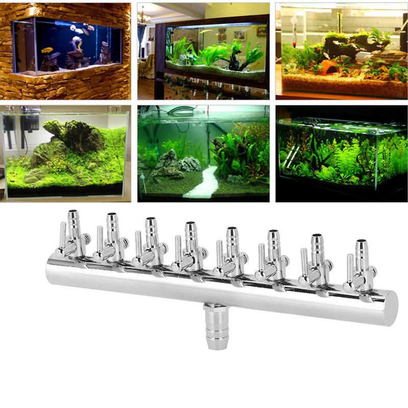 Stainless Steel Fish Tank Air Pump Splitter Distributor Aquarium Oxygen