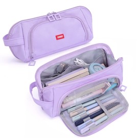 EOOUT Pencil Case Pouch, Big Capacity Pen Bag Large Organized Cute Pen Case for School Stationery and Travel Cosmetics Storage (Purple)