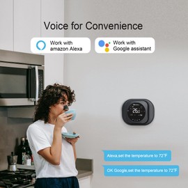 SASWELL Smart WiFi Thermostat for Home, Programmable Thermostat with C-Wire Adapter, 3H/2C for Heat Pump & Conventional Systems, Tuya App Control, Compatible with Alexa & Google Assistant