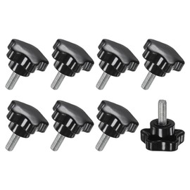 M METERXITY 8-Pack Star Clamping Knobs, M6x16mm Male Thread Hand Tightening Screw for Machinery/Electronic/Furniture/Umbrella Base, Machine Handle Replacement [31mm, Black]