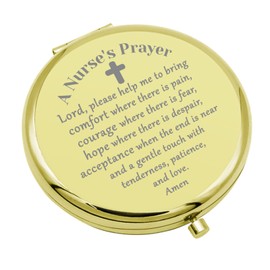 Nurse Prayer Gifts Compact Makeup Mirror Nurse Gifts Nurse Appreciation Gifts Inspirational Gift Religious Gifts Folding Makeup Mirror Thank You Gifts Nurse Graduation Retirement Christmas(Gold)