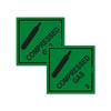 Pack of 2 signs, HazChem Compressed Gas 2 100mm green