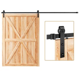 EaseLife 10 FT Heavy Duty Sliding Barn Door Hardware Track Kit,Basic J Pulley,Slide Smoothly Quietly,Easy Install (10FT Track Kit for 60" Wide Single Door)