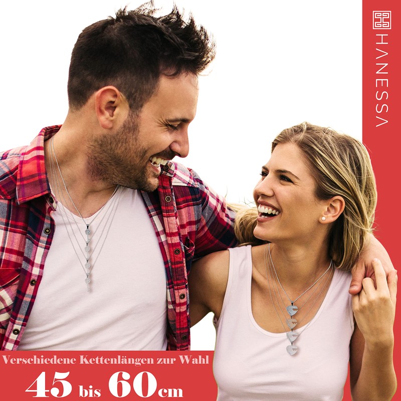 Hanessa 2 Stück Personalisierte Kette mit Gravur Edelstahl 50 cm