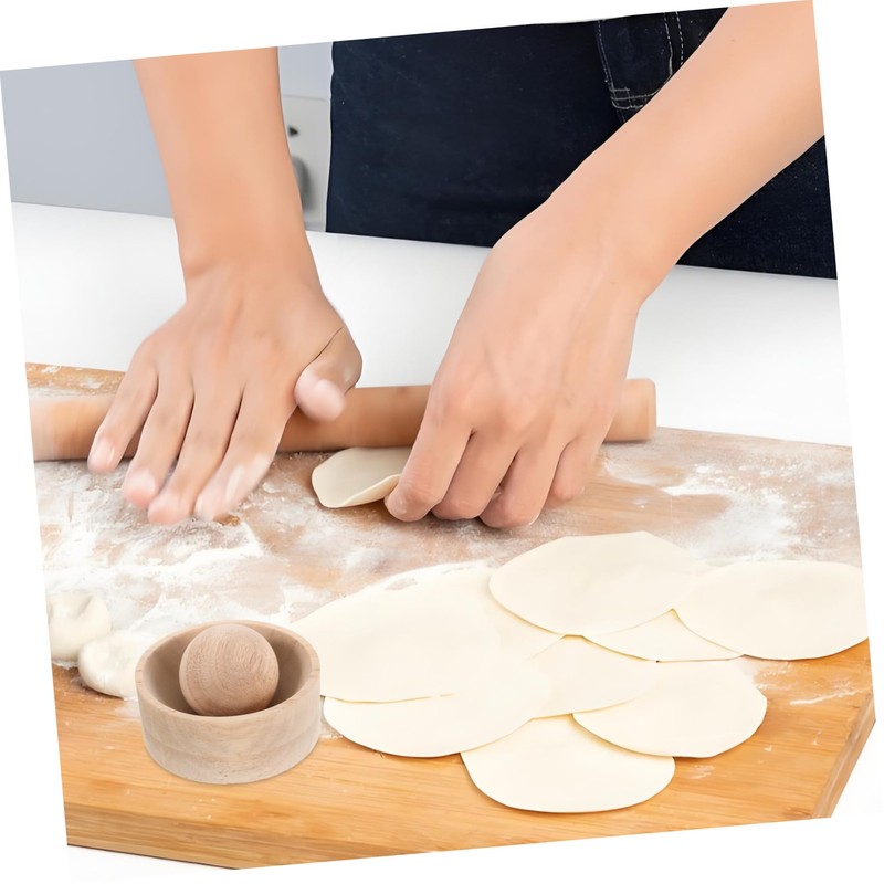 BESPORTBLE Wooden Dumpling Maker Mold with Manual Dough Press for