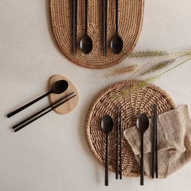 Notdam lacquered wooden spoon set of 5 / 놋담  옻칠 나무수저 5인세트