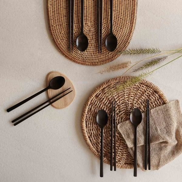 Notdam lacquered wooden spoon set of 5 / 놋담 옻칠