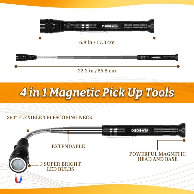 DODOWIN Extendable Magnet Pickup Tool Set 2PCS, Christmas Birthday Gift