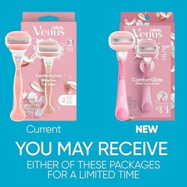 Gillette Venus ComfortGlide - Maquinilla de afeitar para mujer, barras de gel perfumadas de té blanco, incluye 1 mango de afeitar reutilizable + 2 rep
