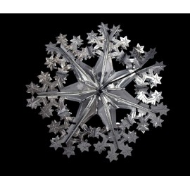 Foil Garland Snowflake Star - Christmas Hanging Decoration Wall Ceiling Xmas Deco (Silver)