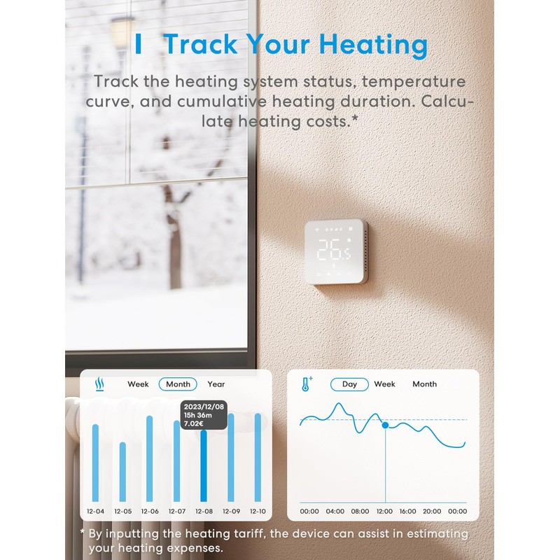 Meross Water-guided Underfloor Heating Thermostat Smart Gas Boiler WiFi Thermostat