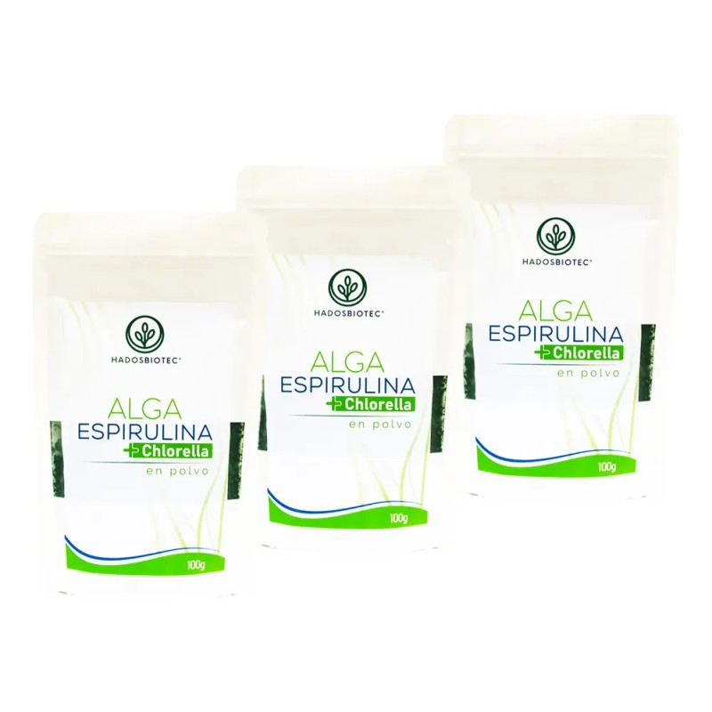 Alga Espirulina+chlorella En Polvo 100 G 3 Pack