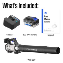 Westinghouse Cordless 20V Leaf Blower with 4Ah Battery and Charger, 350 CFM and 110 MPH Max Airspeed, 2 hr. Charge Time with Variable Speeds