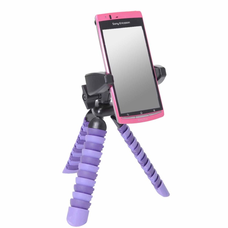 ETSUMI Mini Tripod Freely with Smartphone Adapter Purple E-6505