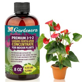 GARDENERA Premium 3-1-2 All Purpose Liquid Fertilizer Consentrate for All Indoor Plants & Flowers - Promotes Biomass Growth and Vibrant Leaf Color - 8oz Bottle