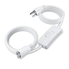 Evenpop Long Extension Cord with Switch On/Off 3 Prong 18 AWG 6.56 FT Indoor Power Cord for Indoor Use - White