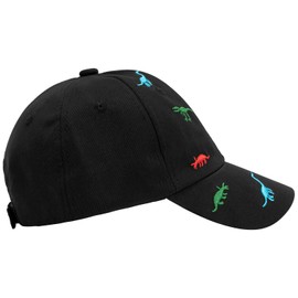 Horuhue Toddler Baseball Cap Embroidery Dinosaur Summer Kids Ball Caps Adjustable Sun Hat for Girls Boys 2-6 Years (Black)