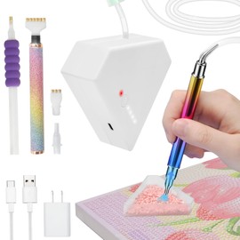 Diesisa Electric Diamond Art Painting Pen - Vacuum Diamond Painting Pen Kits with Storage Tray - Adjustable Suction Level - Diamond Art Electric Pen with Three Different Pens - White