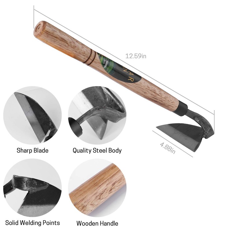 ZELARMAN Japanese-Style Weeding Sickle/Hand Hoe, Sickle Garden Hand Weeder Tool