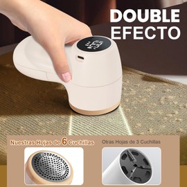 Quita Pelusa para Ropa, Quita Pelusa Portátil de Viaje, Fabric Shaver Incluye 4 Cuchillas de Repuesto, Cepillo, Cable de Carga y Bolsa de Almacenamiento, Adecuado para Ropa, Mantas, Sofás y Camas