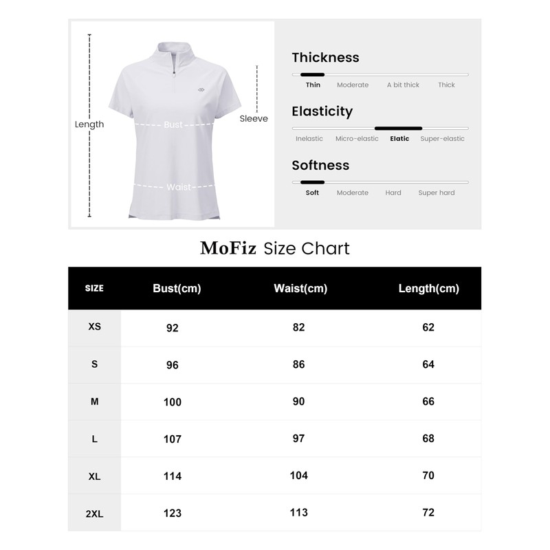 MoFiz UV Shirt Women's Short-Sleeved Rash Guard 1/4 Zip UPF