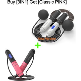 Multifun® 3 en 1 - Cuerda de saltar inteligente con contador, cuerda de velocidad rápida ajustable sin enredos con bolas inalámbricas y cables de acero/PVC, equipo de entrenamiento para interiores y