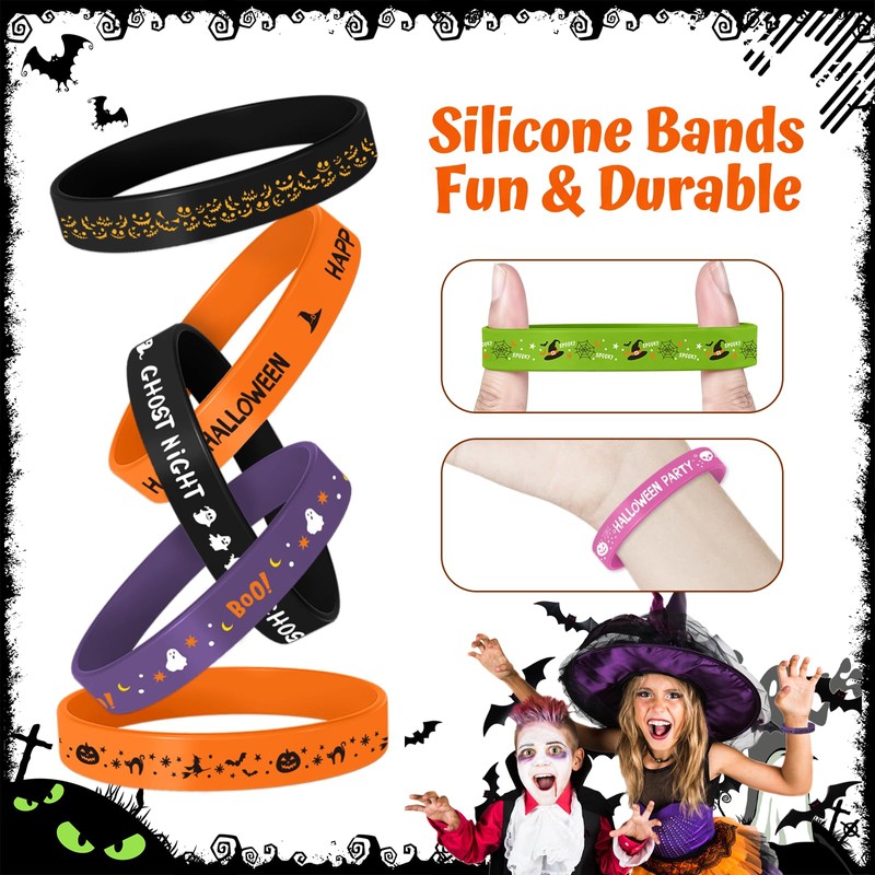 Mersper 60Pcs Wicked Silicone Bracelets Ghost Rubber Wristbands, Classroom Prizes