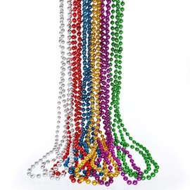 GiftExpress - Collar surtido de abalorio de Mardi Gras, coloridos collares metálicos con abalorio de 33 pulgadas para disfraz de Mardi Gras, decoración del día de San Patricio, recuerdos de fiesta de