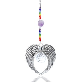 MAIGO Rainbow Crystal Angel Wing Suncatcher - Chakra Decor, Angel Wings Ornament, Suncatchers for Windows Hanging, Crystal Suncatcher, Chakra Hanging Car Accessories, Outdoor Colorful Home Decor (2)