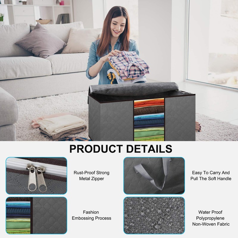 Maigacy Clothes Storage Bag 4Pack 90L Large Capacity Solution Organizer