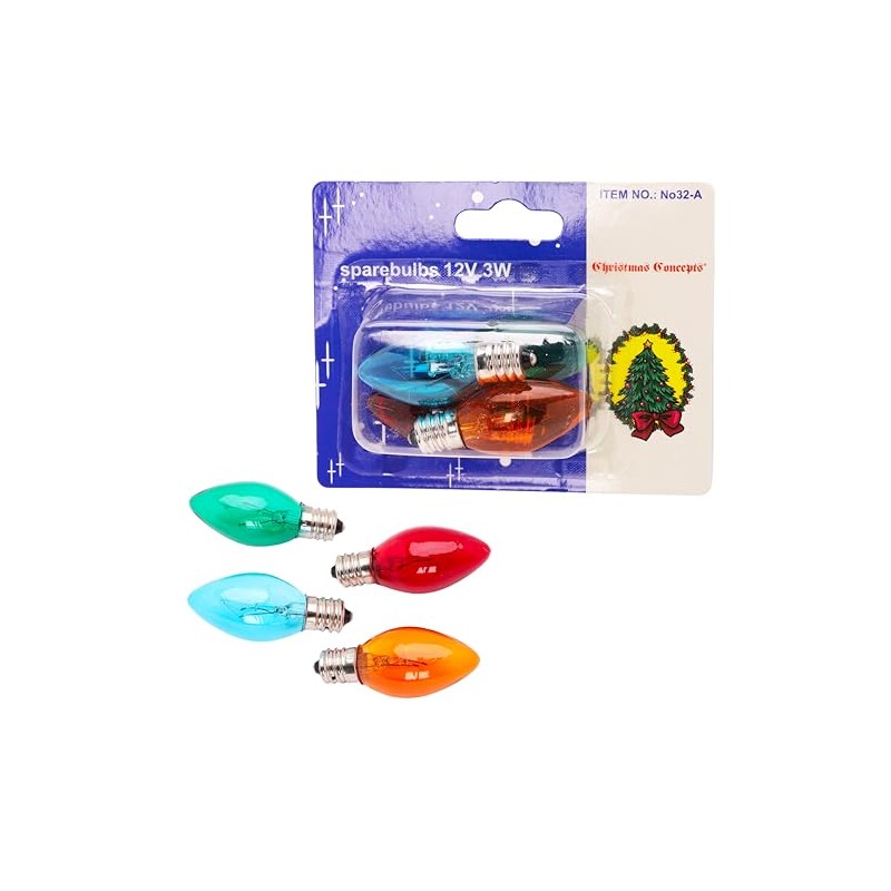 4 E12 Multi Screw in Tulip Bulbs -12V 3W 0.25A-32