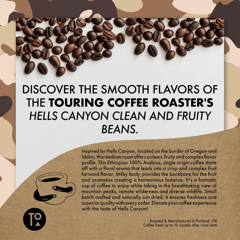 Touring Coffee Roasters Hells Canyon Ethiopian Coffee Whole Beans Medium