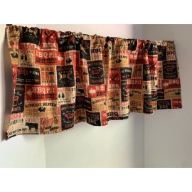 Handmade Valance BBQ Theme CustomMade Window Treatment Black Rust Tan
