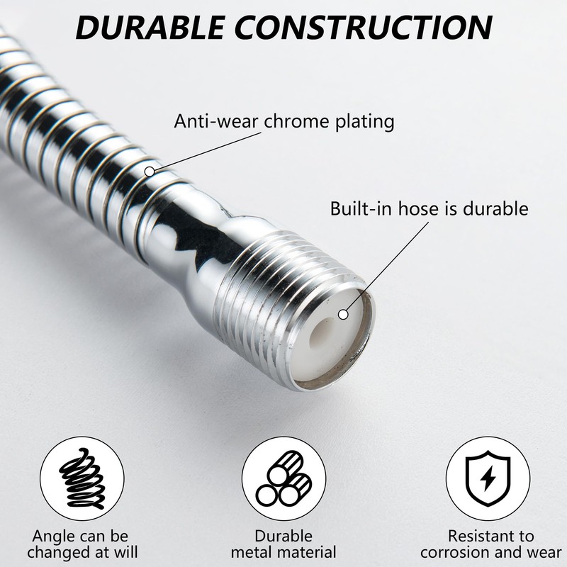 DOUBLUOEG Adjustable Shower Arm, Chrome 11.8 Inches Shower Head Extension