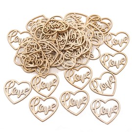 50PCS Wood Hearts Slices Wooden Discs Heart Shaped Embellishment for Wedding Decor Arts Crafts DIY Photo Album Decoration