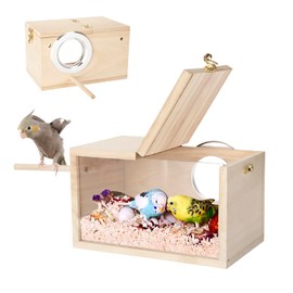 YSQEVN Parakeet Nesting Box Bird House Wooden Bird Nesting Box Pet Small with Rest Area Warm Incubation for Finches Parakeet Budgie Lovebird Accessories 19.3 x 11.8 x 11.8 cm