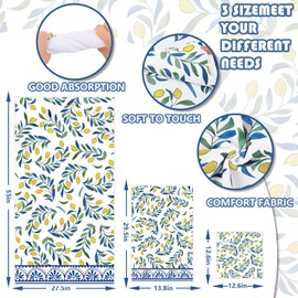 JarThenaAMCS Lemon Bathroom Towels Set of 3 Yellow Lemon with Blue Green Leaves Absorbent Bath Hand Towel Wash Cloth for Guest Beach Shower Swim Housewarming