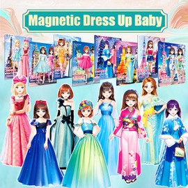 Daniel Axel Magnetic Dress Up Paper Doll,Magnet Princess Dress Up Dolls for Girls Ages 4-7 Kids,Travel Activities Road Trip Car Ride Interactive Learning Created Imagine Set Birthday Gift (E Set)