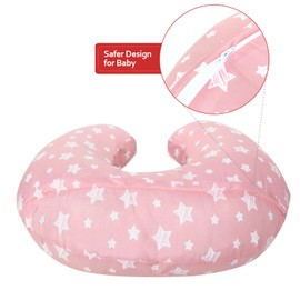 Nursing Pillow Cover Pink with Star Print for Baby Girls, Snug Fits Boppy Nursing Pillows, Breastfeeding Nursing Pillow Slipcovers Super Soft, for Breastfeeding Moms