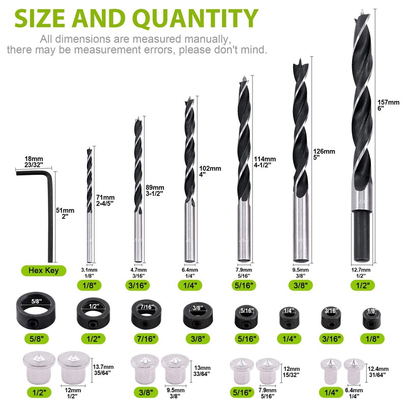 Keadic 23Pcs Dowel & Tenon Center & Drill Bits Set,