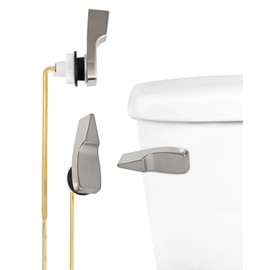 Hibbent Toilet Handle Replacement, Front Mount Tank Flush Lever Handle Compatible with American Standard, Toilet Trip Lever with Stainless Steel Flapper Chains, Brushed Nickel